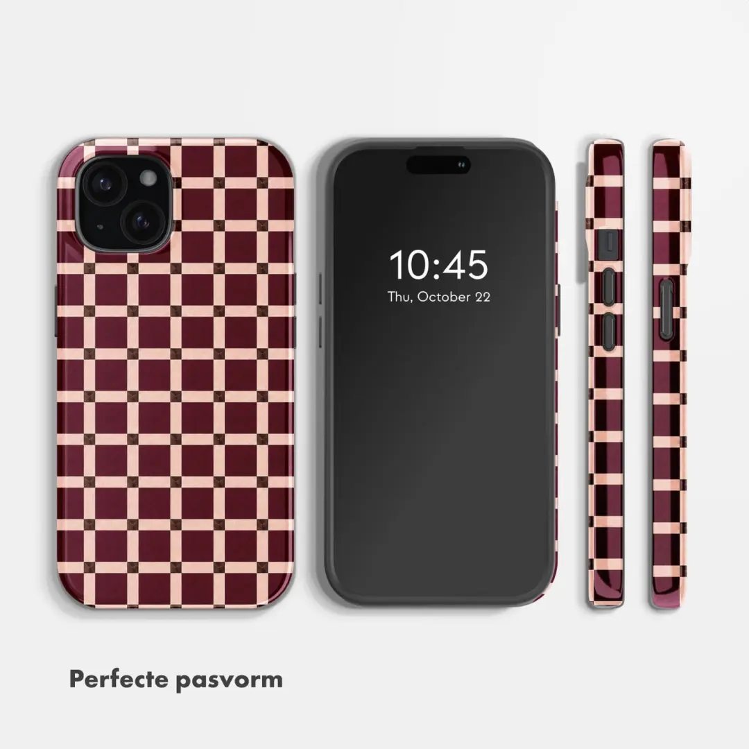 Selencia Vivid Backcover iPhone 15 - Check This Burgundy - afbeelding 5 van 6