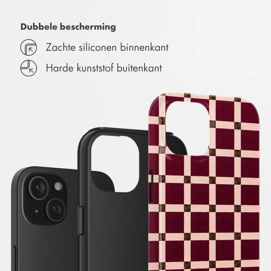 Selencia Vivid Backcover iPhone 15 - Check This Burgundy - afbeelding 2 van 6
