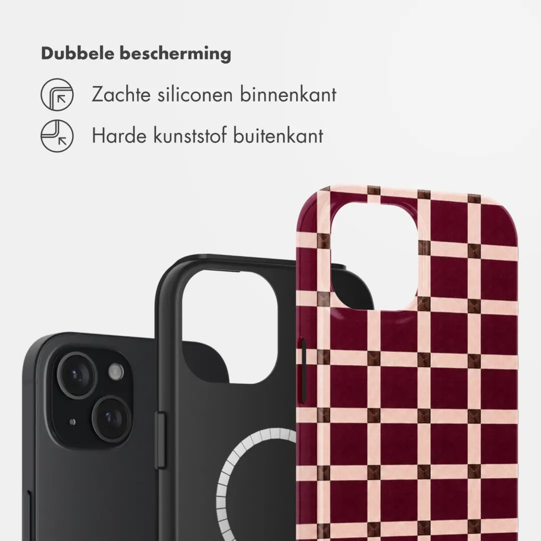 Selencia Vivid Backcover iPhone 15 MagSafe - Check This Burgundy - afbeelding 2 van 6