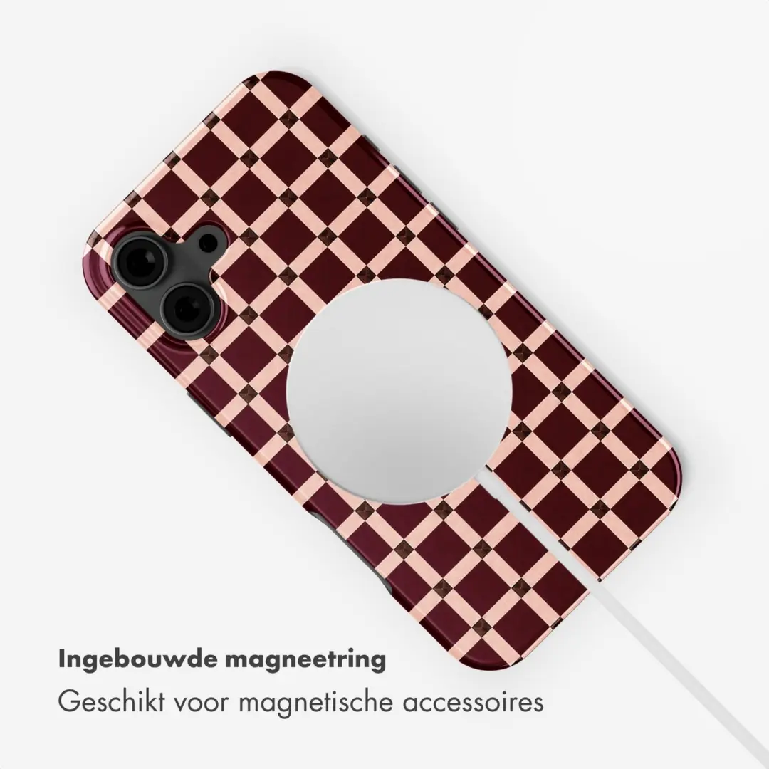 Selencia Vivid Backcover iPhone 16 MagSafe - Check This Burgundy - afbeelding 6 van 6