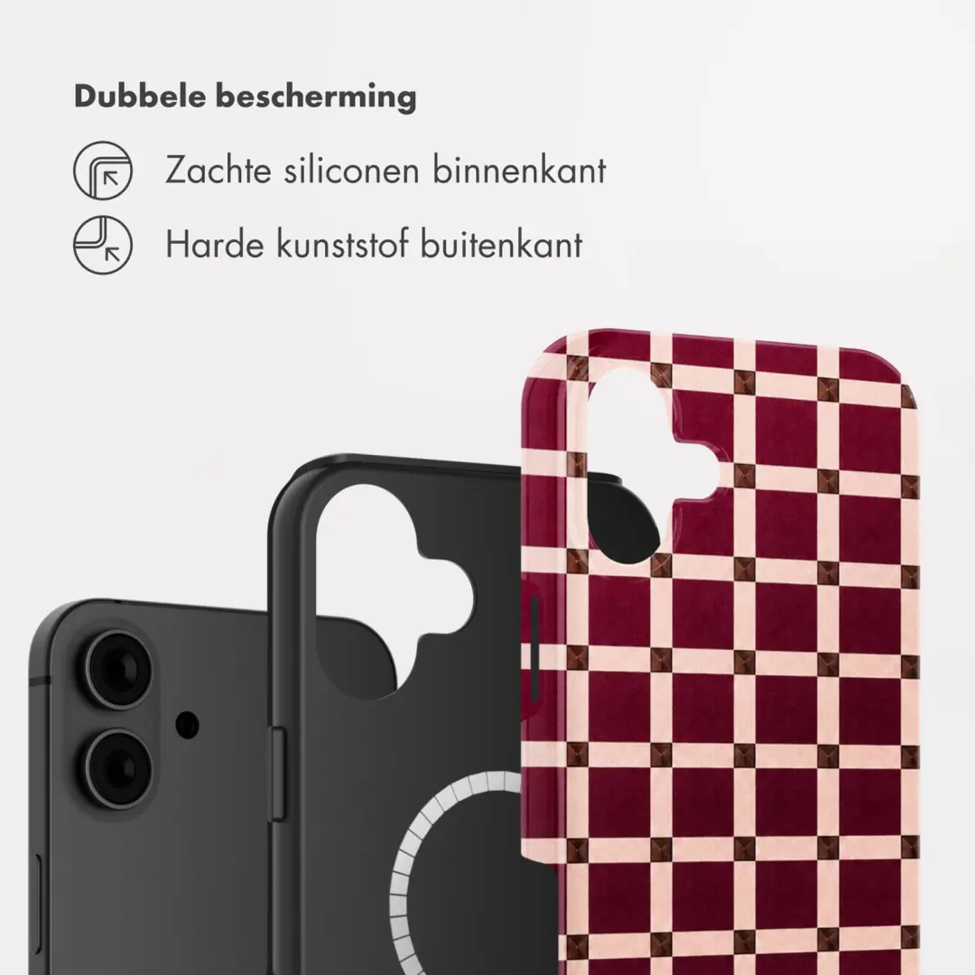 Selencia Vivid Backcover iPhone 16 MagSafe - Check This Burgundy - afbeelding 2 van 6