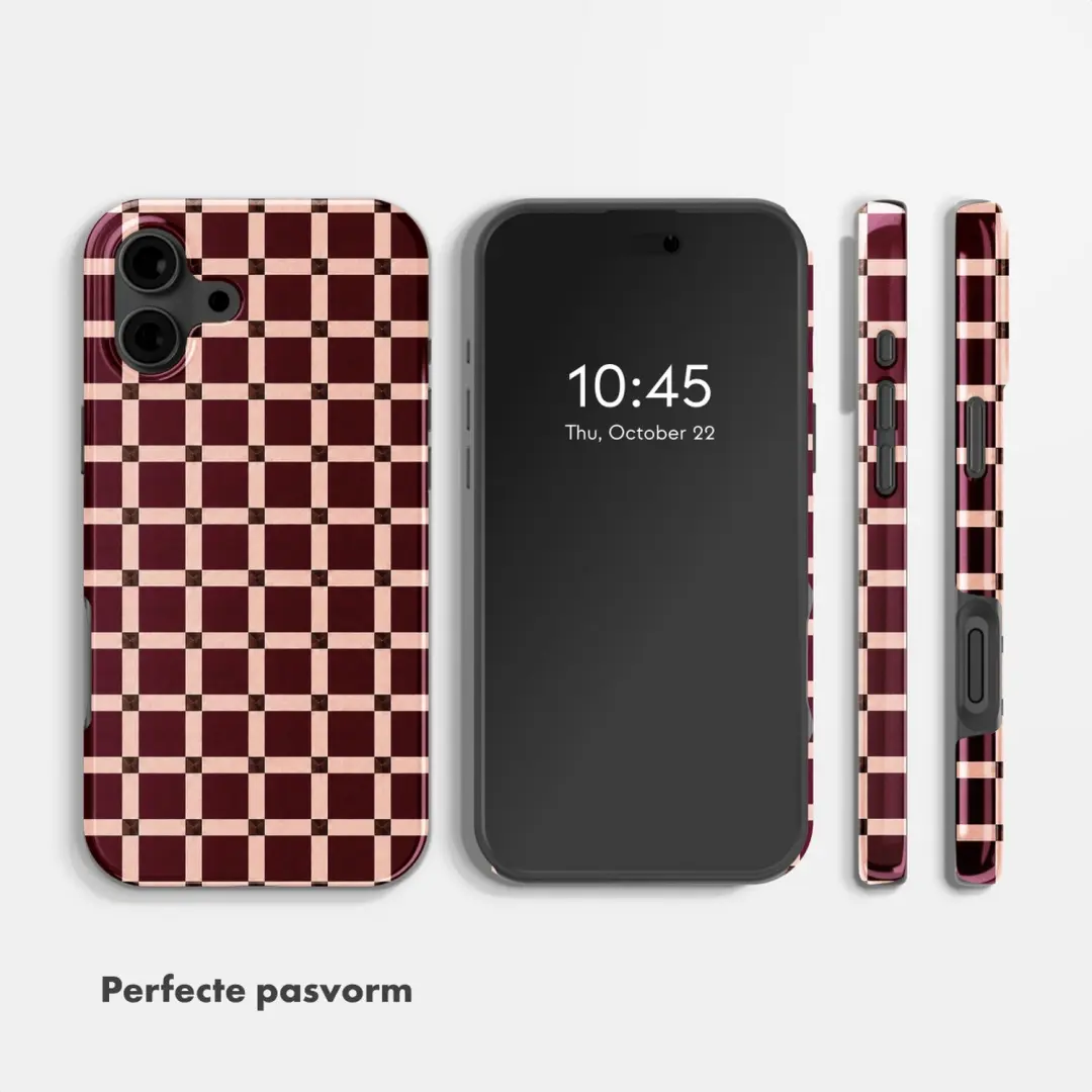Selencia Vivid Backcover iPhone 16 MagSafe - Check This Burgundy - afbeelding 5 van 6
