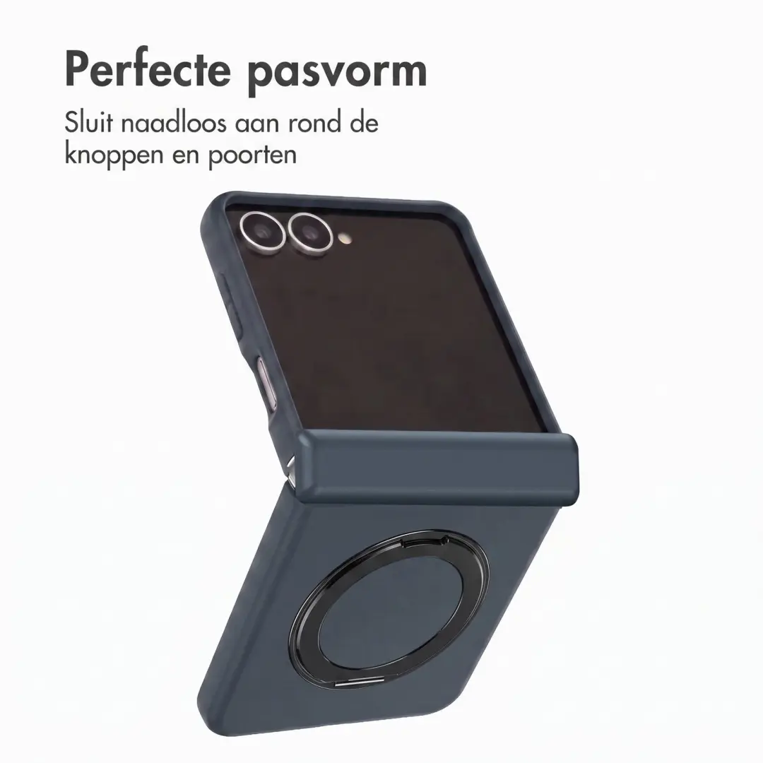 Accezz Samsung Galaxy Z Flip 8 Hoesje - MagSafe Ringstand - Donkerblauw - afbeelding 5 van 6