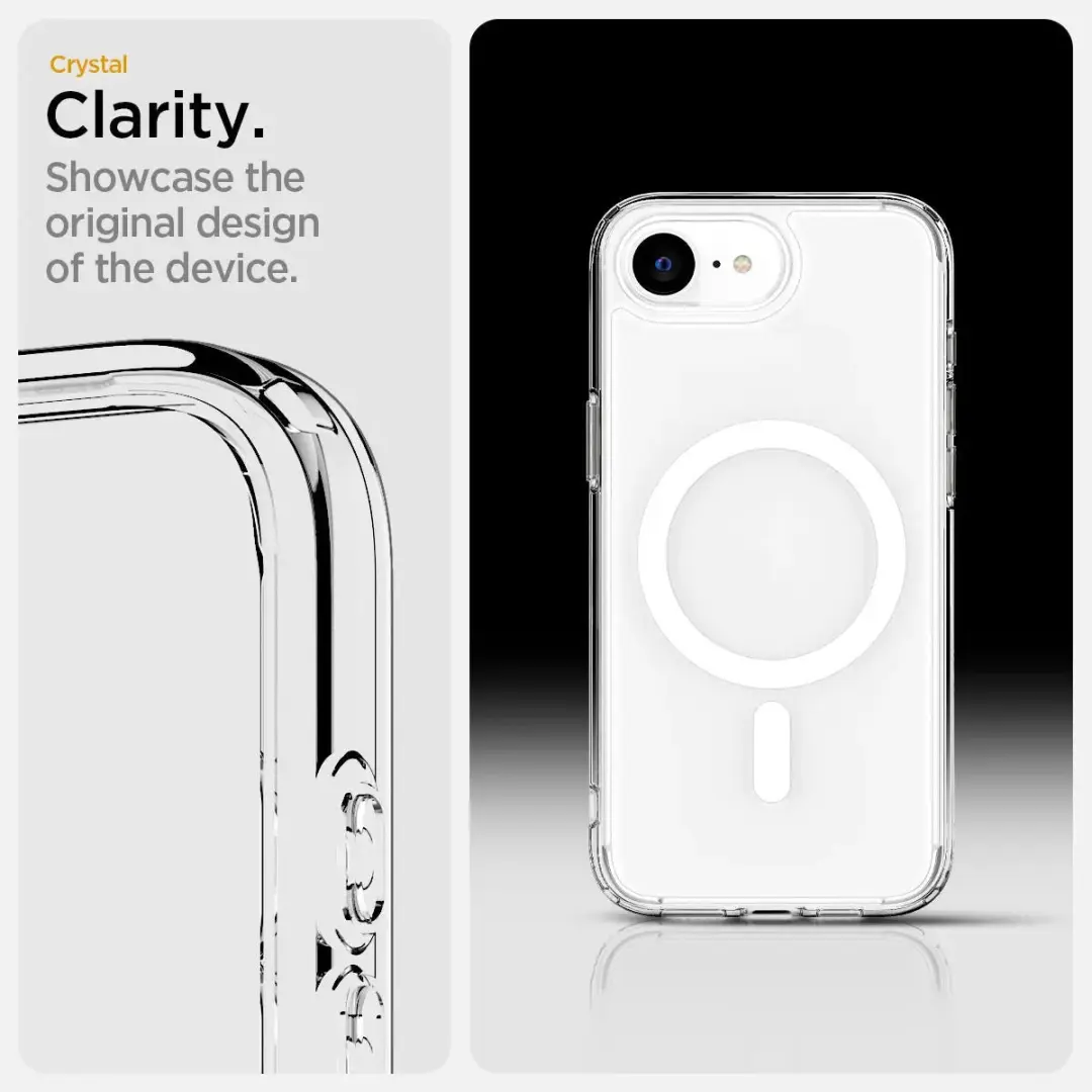 Spigen Crystal Hybrid MagSafe Hoesje iPhone 16e - Transparant Wit - afbeelding 6 van 6