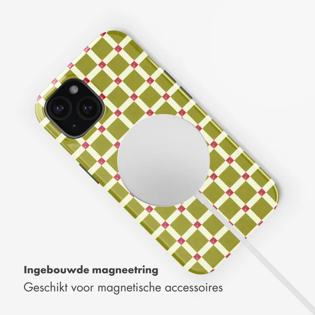 Selencia Vivid Hoesje iPhone 15 - MagSafe - Check This Olive - afbeelding 6 van 6