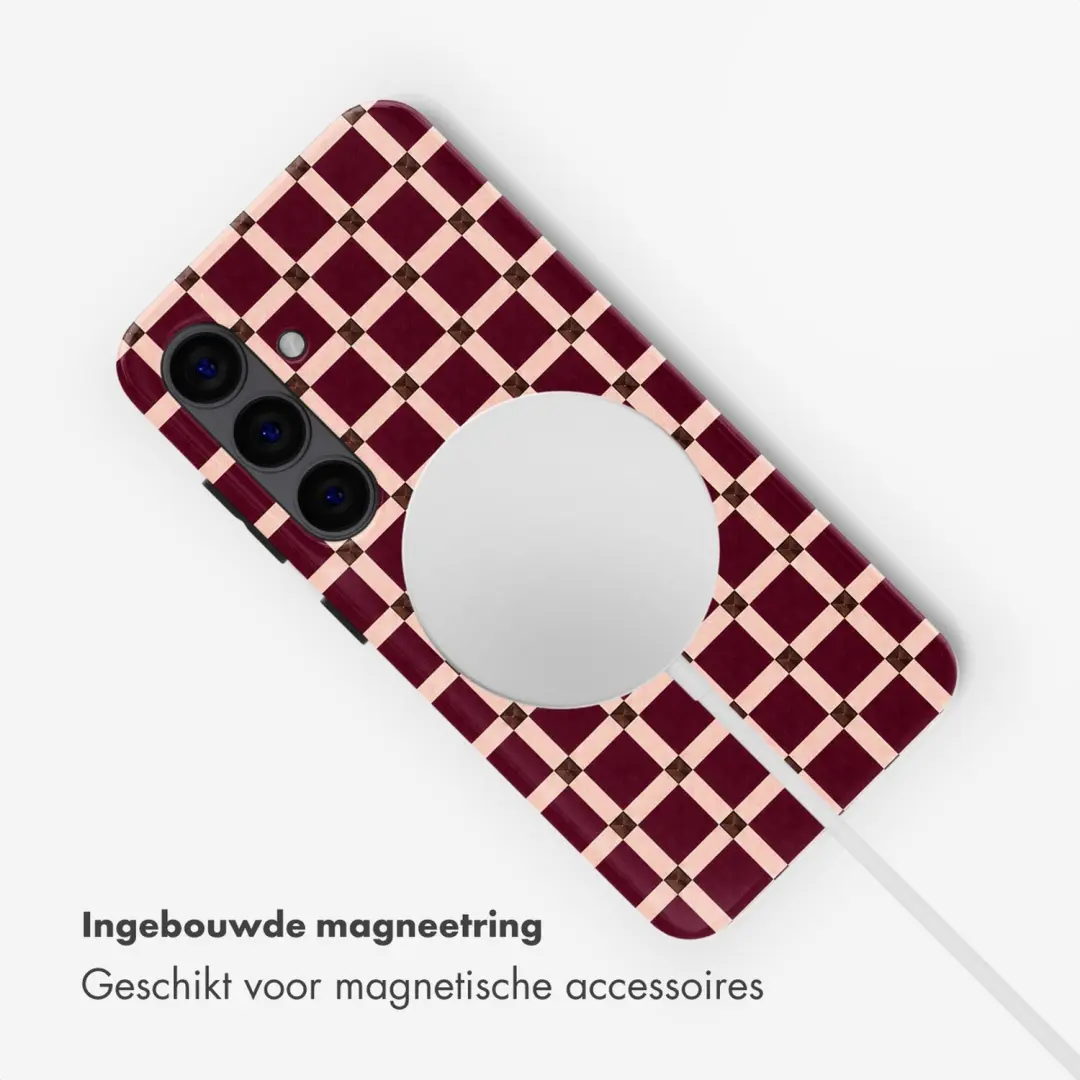 Selencia Vivid Hoesje Galaxy S24 - Check This Burgundy - afbeelding 6 van 6