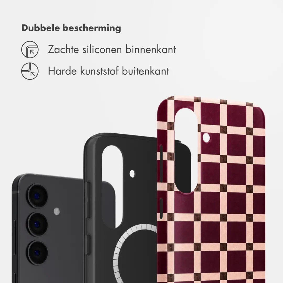 Selencia Vivid Hoesje Galaxy S24 - Check This Burgundy - afbeelding 2 van 6