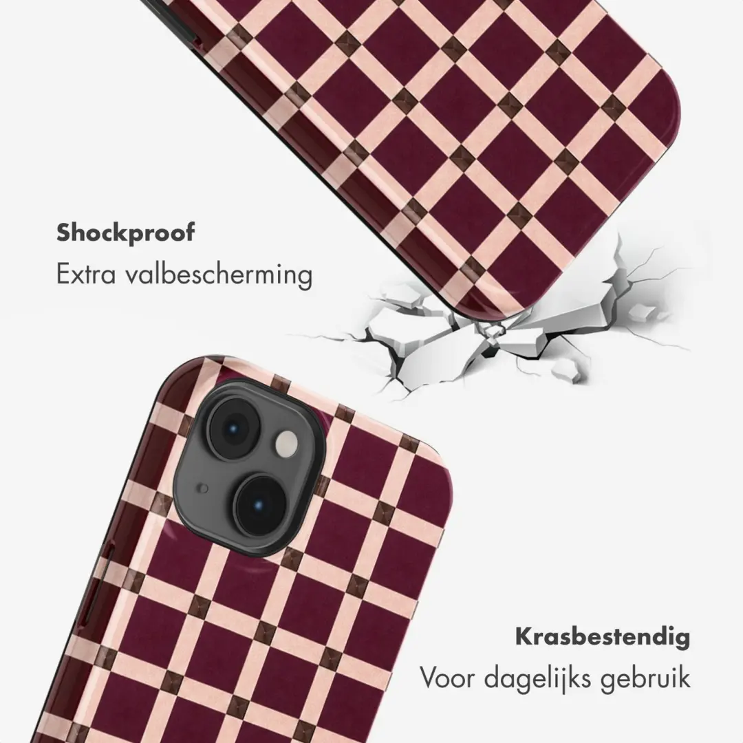 Selencia Vivid Hoesje iPhone 14 - Check This Burgundy - afbeelding 3 van 6