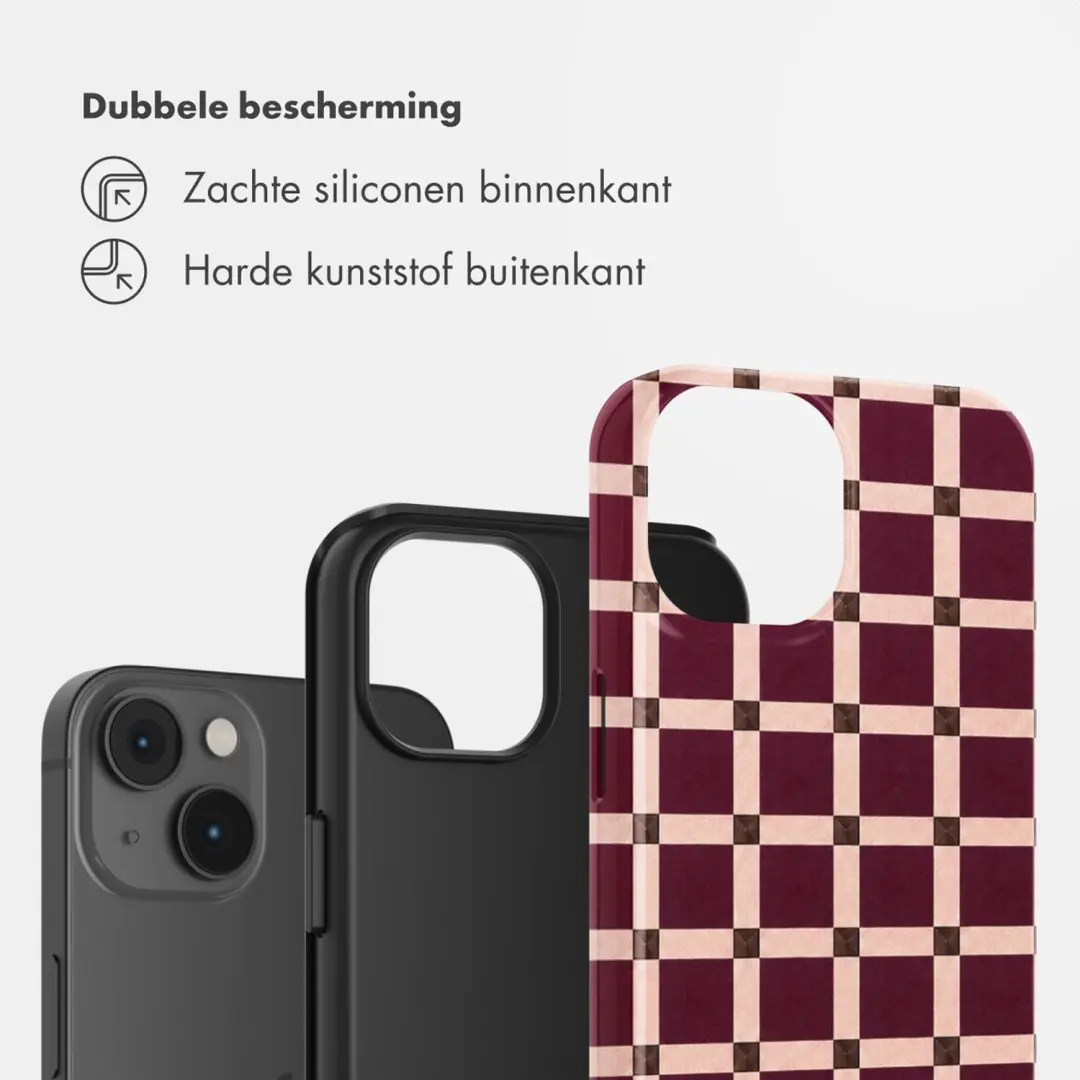 Selencia Vivid Hoesje iPhone 14 - Check This Burgundy - afbeelding 2 van 6