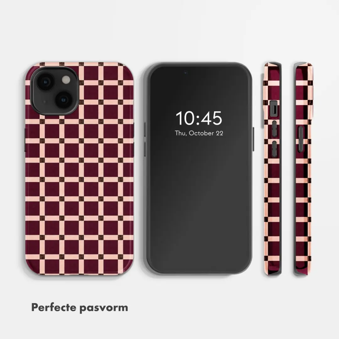 Selencia Vivid Hoesje iPhone 14 - Check This Burgundy - afbeelding 5 van 6