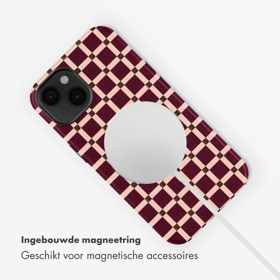 Selencia Vivid Backcover iPhone 14 MagSafe - Check This Burgundy - afbeelding 6 van 6