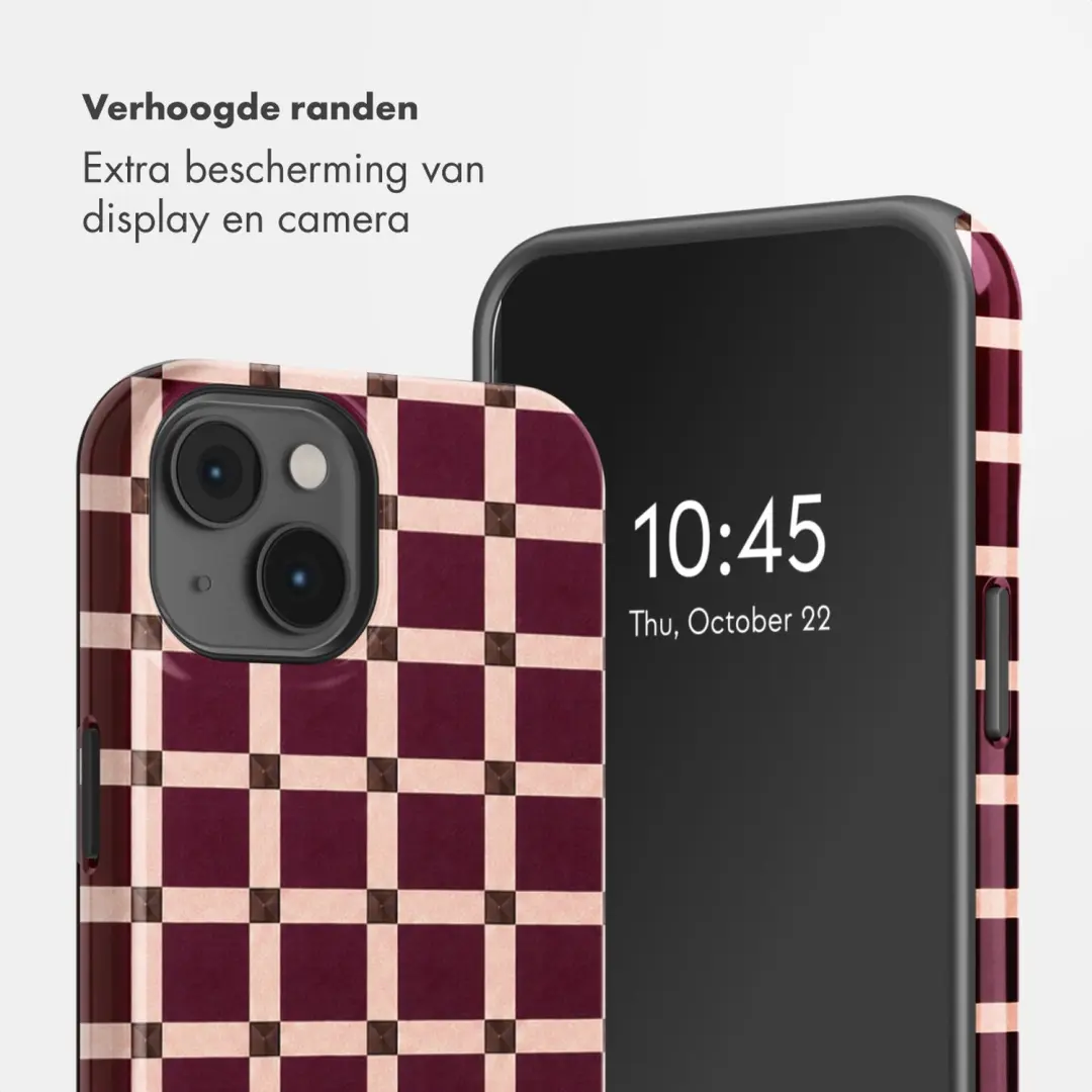 Selencia Vivid Backcover iPhone 14 MagSafe - Check This Burgundy - afbeelding 4 van 6