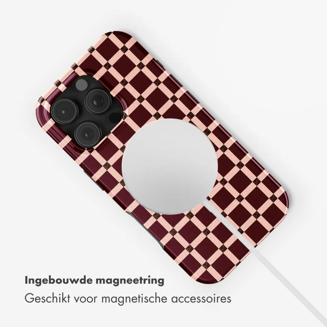 Selencia Vivid Hoesje iPhone 16 Pro - Check This Burgundy - afbeelding 5 van 6
