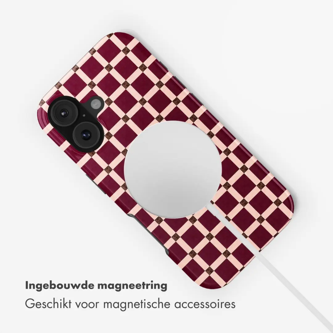 Selencia Vivid Backcover iPhone 17 MagSafe - Check This Burgundy - afbeelding 5 van 6