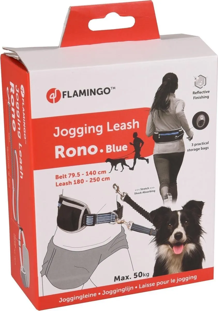 Flamingo Rono Blauwe Hardloopriem Hond - One Size