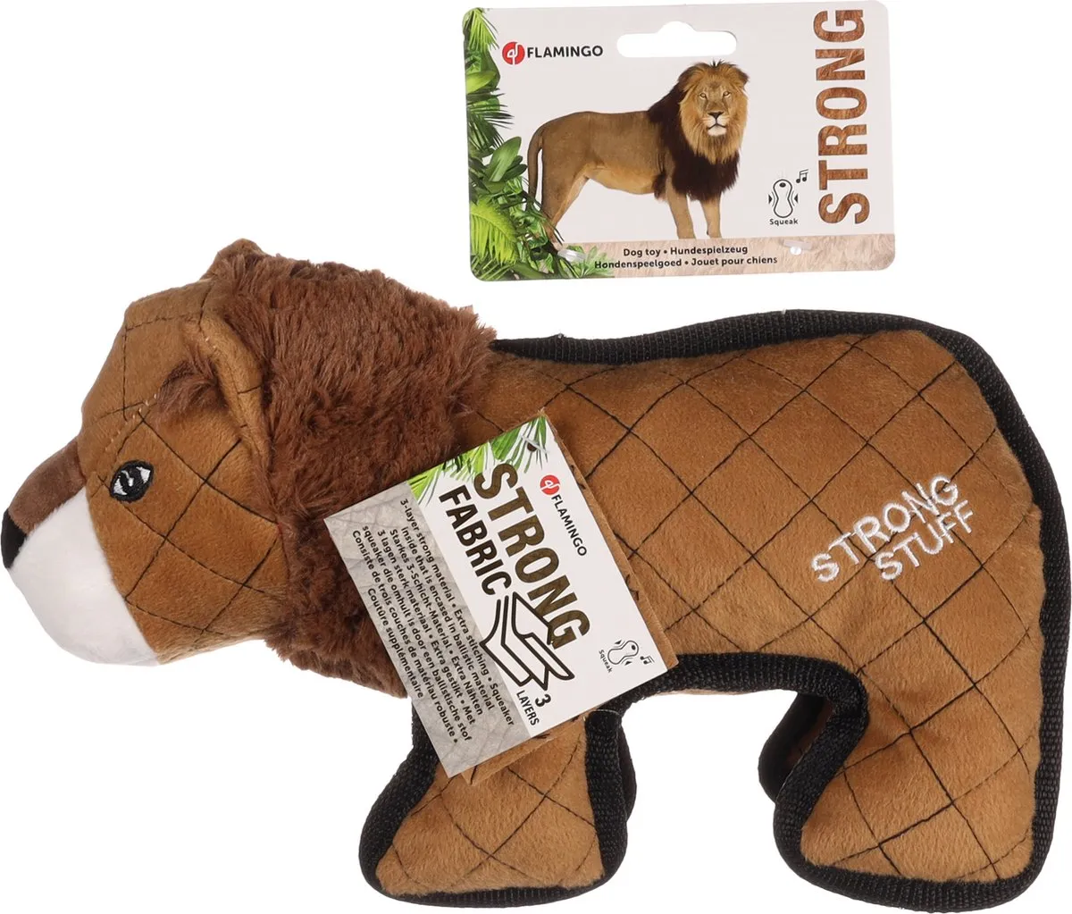 Flamingo Strong Stuff Leeuw Hondenspeelgoed 30cm - Bruin