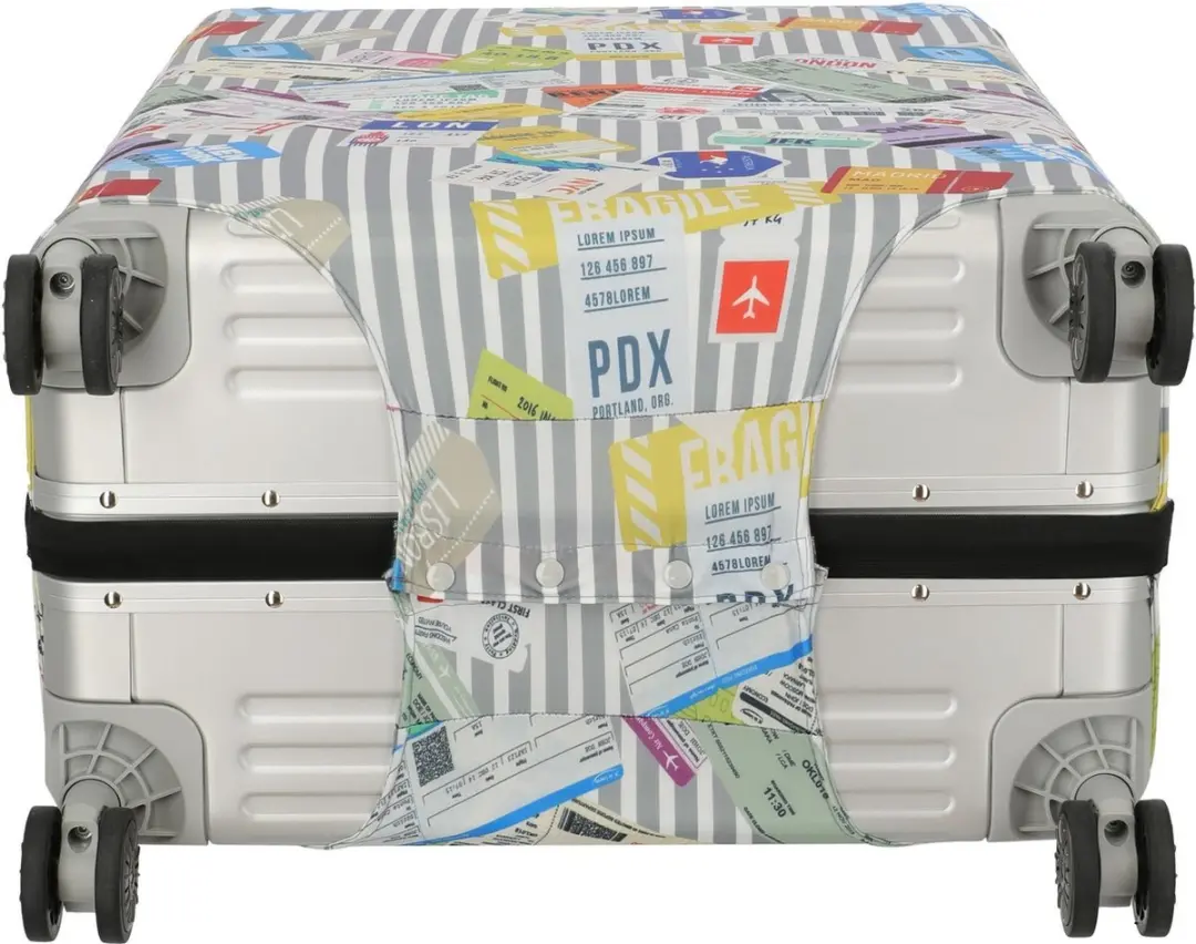 Travelite Kofferhoes 77cm - Tickets On Blue/White - afbeelding 3 van 6
