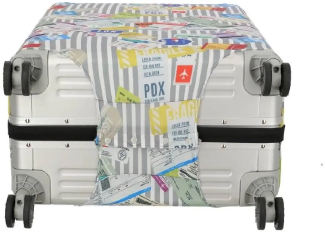 Travelite Kofferhoes 77cm - Tickets On Blue/White - afbeelding 4 van 6
