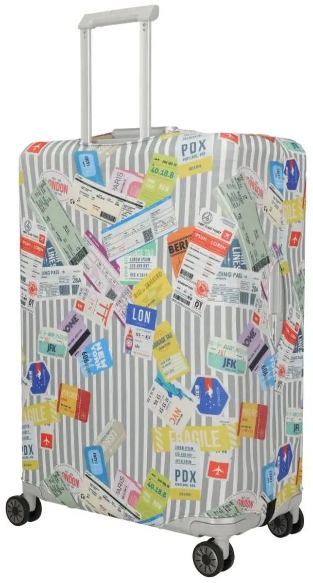 Travelite Kofferhoes 77cm - Tickets On Blue/White - afbeelding 5 van 6