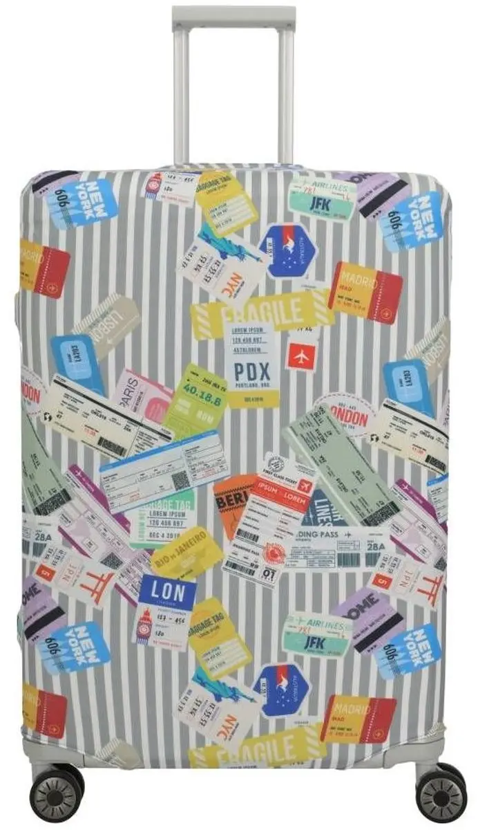 Travelite Kofferhoes 77cm - Tickets On Blue/White