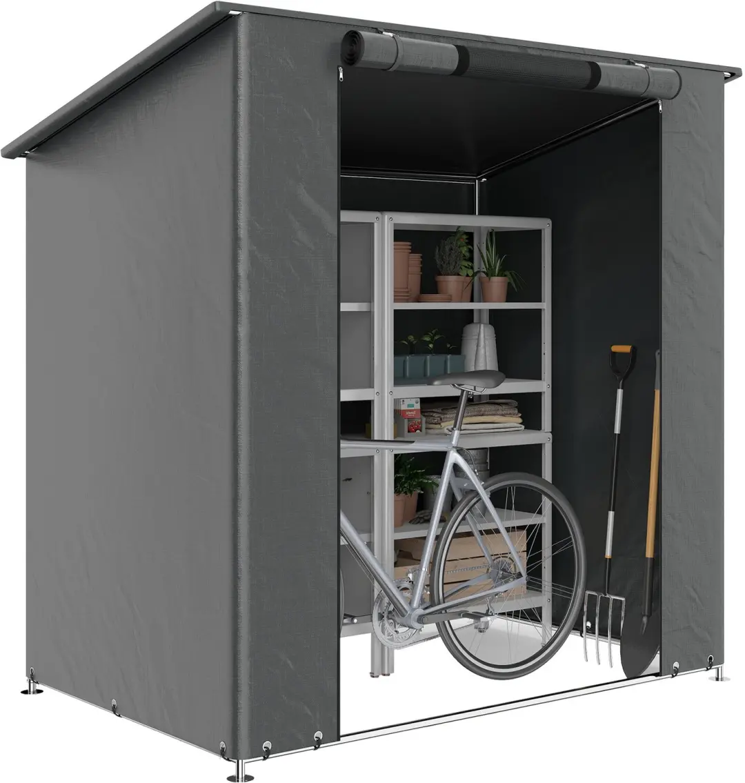 Outsunny Tuinopbergtent-Verzinkt staal, PE-187L x 120B x 204H cm-Donkergrijs