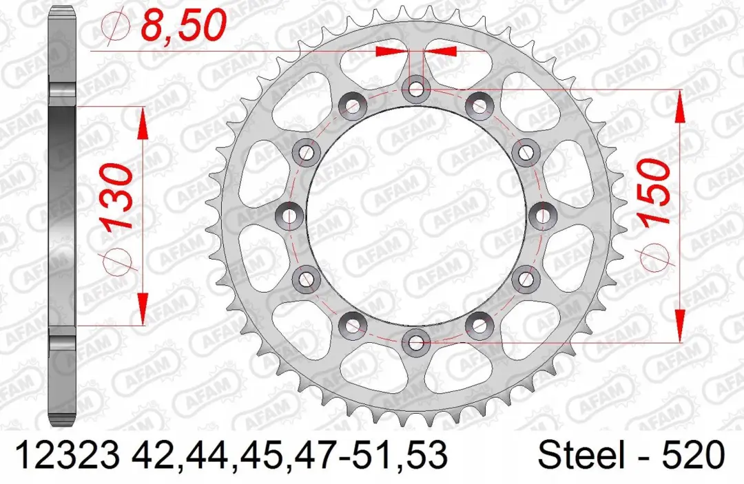 AFAM Achternaafketting 51 Tanden SC #520 voor Honda XR 250