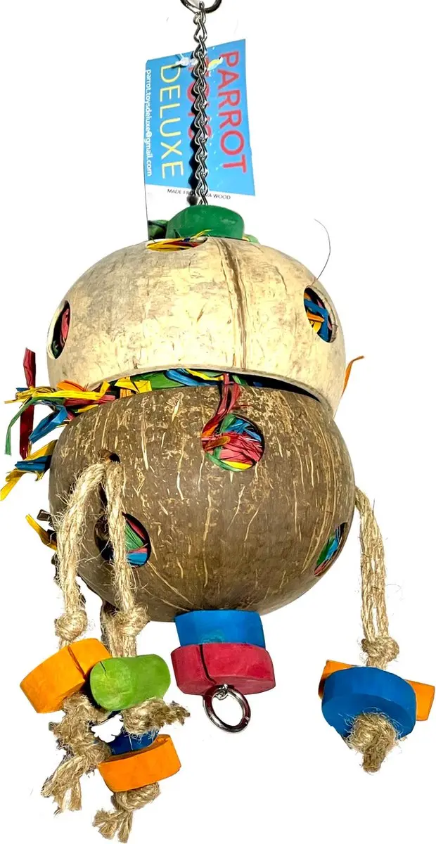 Coconut fun speelgoed voor papegaaien en grote parkieten