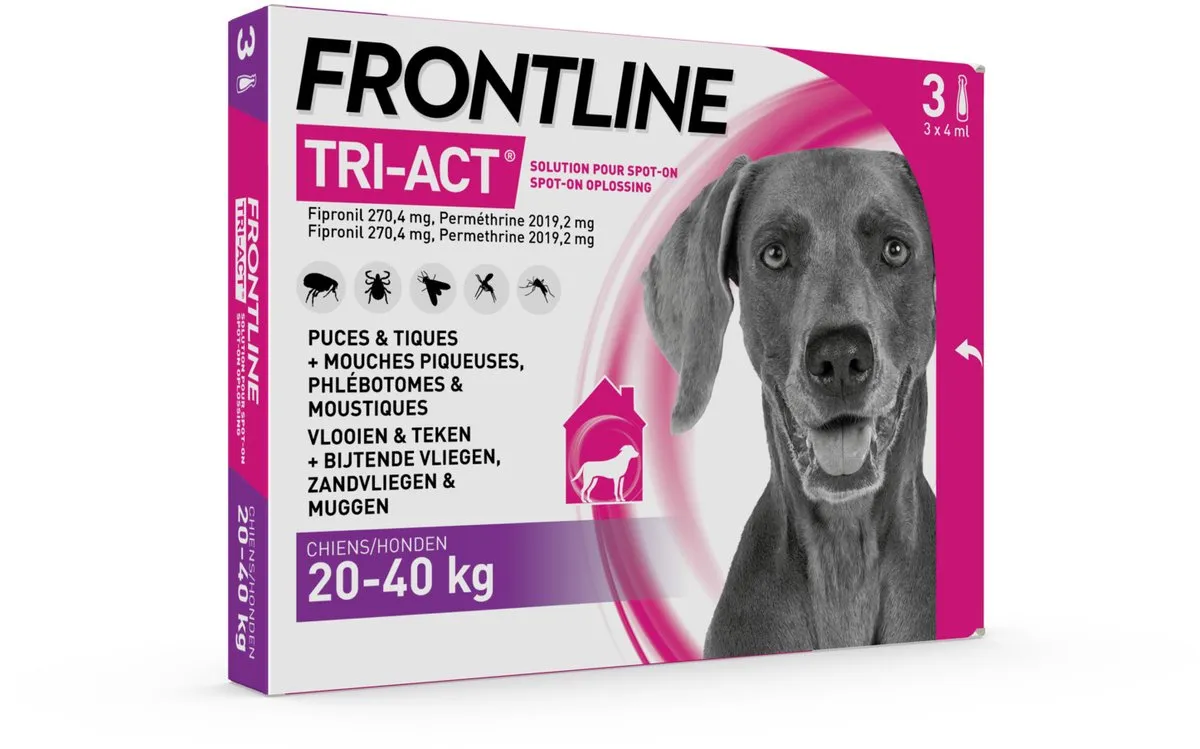 Frontline Tri-Act Anti-Vlooien & Teken Druppels L - 3 Pipetten