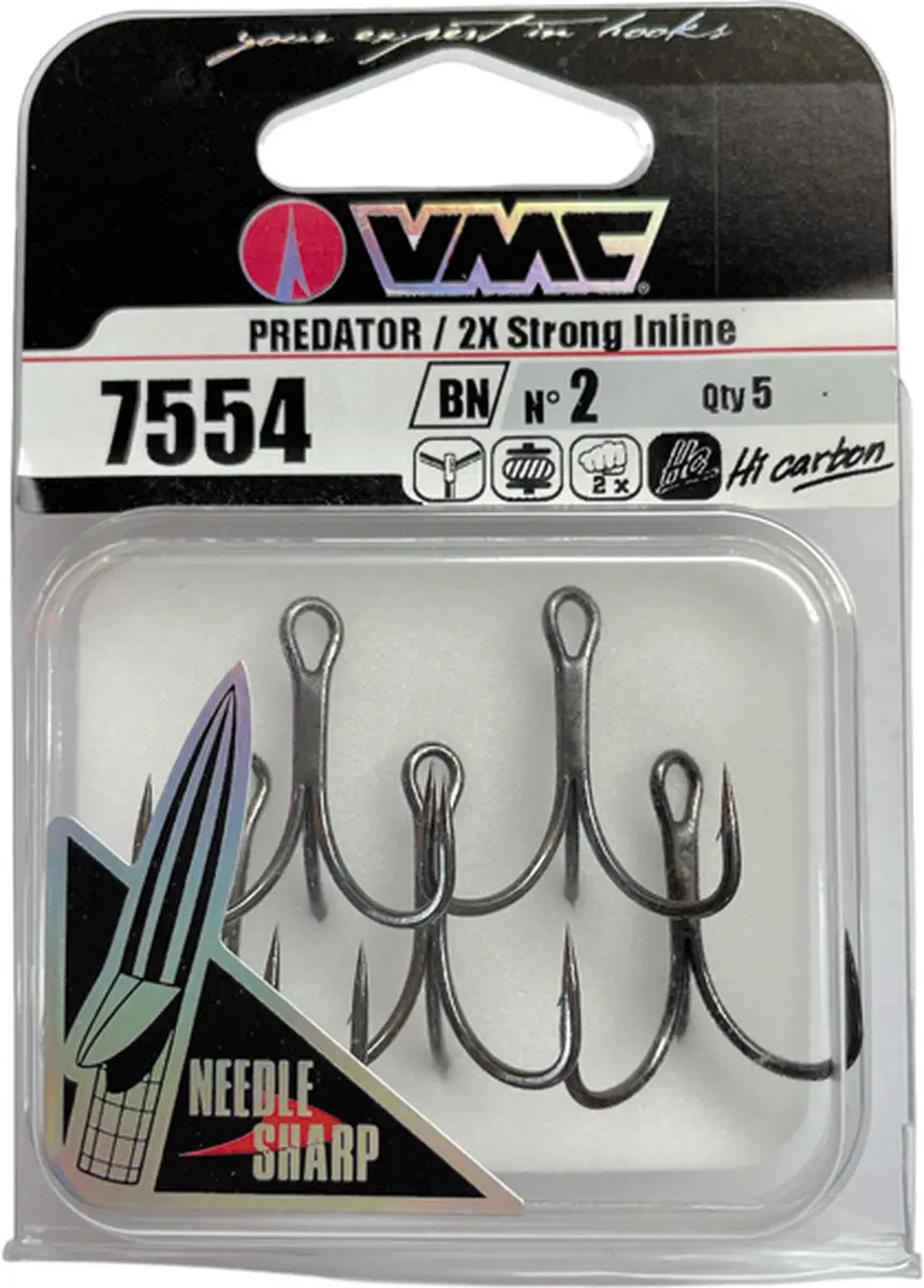 VMC 7554BN 2X Strong Inline Treble Haak #8 - Black Nickel - afbeelding 2 van 2