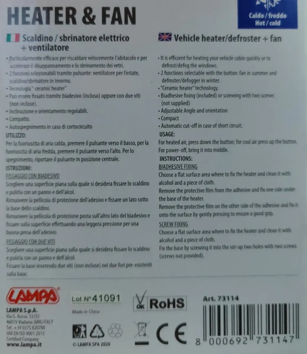 Lampa Auto Ventilatorkachel 12V - Zwart - afbeelding 2 van 5