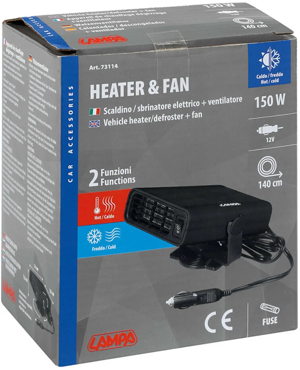 Lampa Auto Ventilatorkachel 12V - Zwart - afbeelding 3 van 5