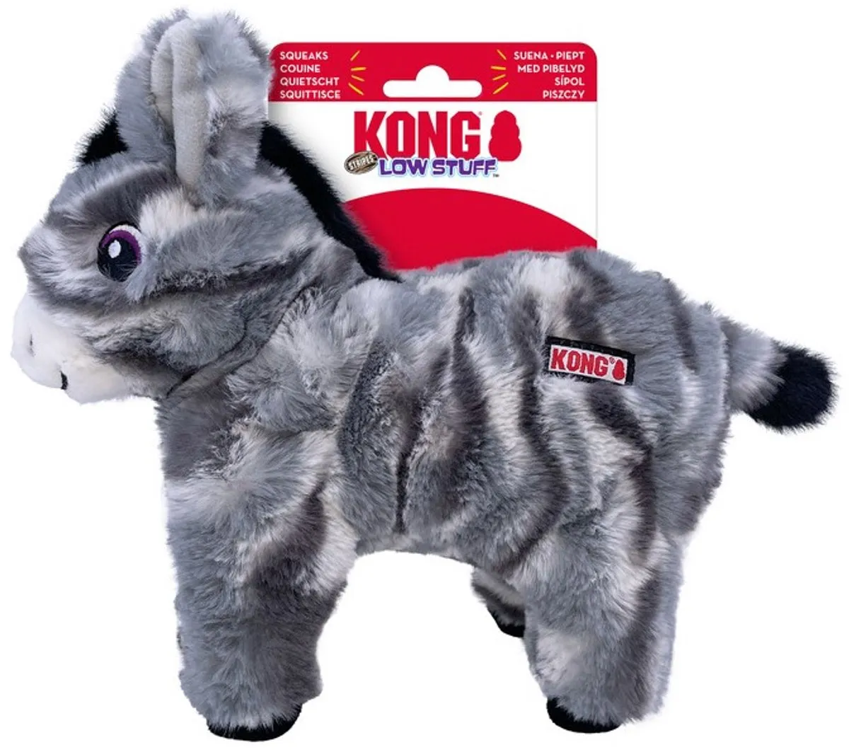 KONG Low Stuff Stripes Donkey - Grijs