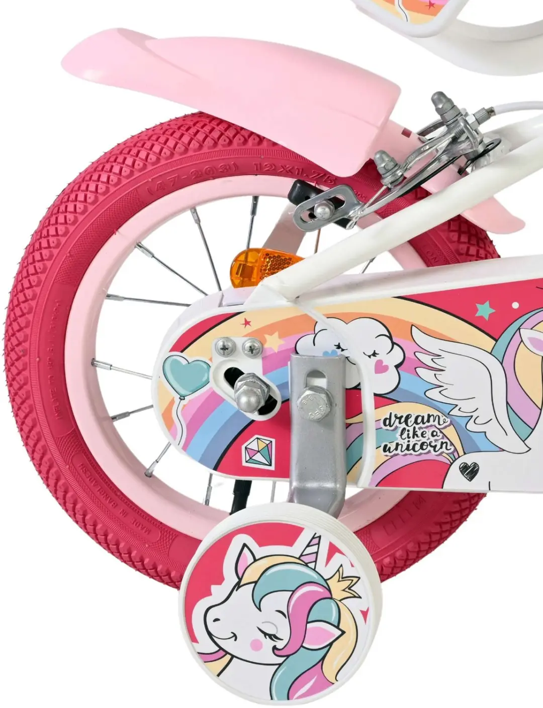 Volare Unicorn Kinderfiets 12 inch - Meisjes - Wit - afbeelding 2 van 6