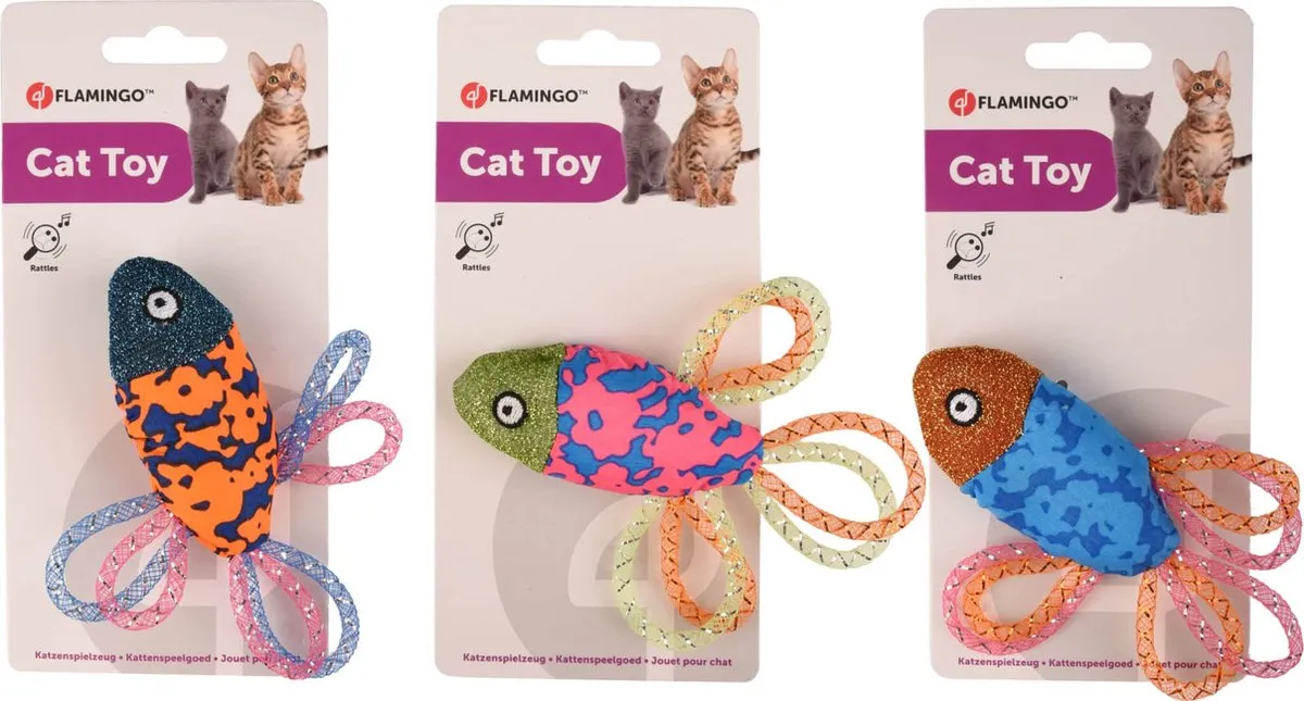 Flamingo Asli Speelgoed Kat Vis 12,5cm - 1 Stuk