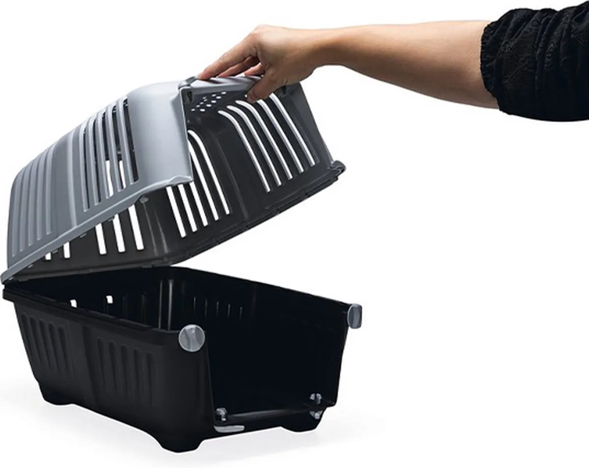 Beeztees Pratikko Transportbox - 48x31x33cm - Zwart/Grijs