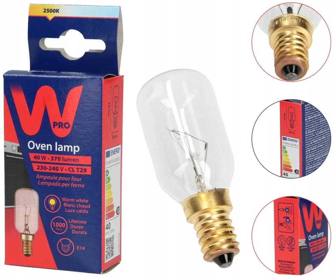 Wpro Oven Lamp 40W E14 300°C Hittebestendig