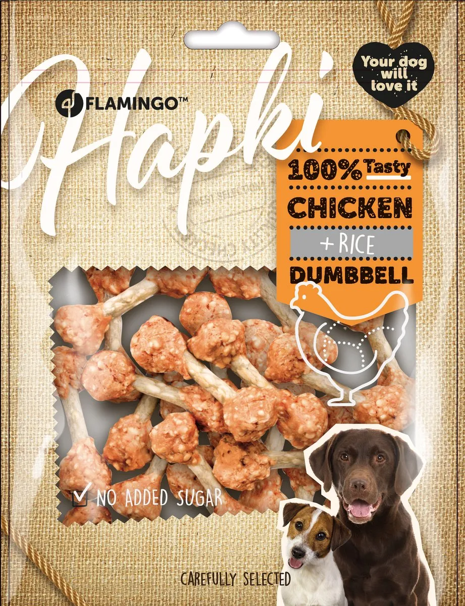 Flamingo Chick'n & Rice Hondensnack Dumbel 150g