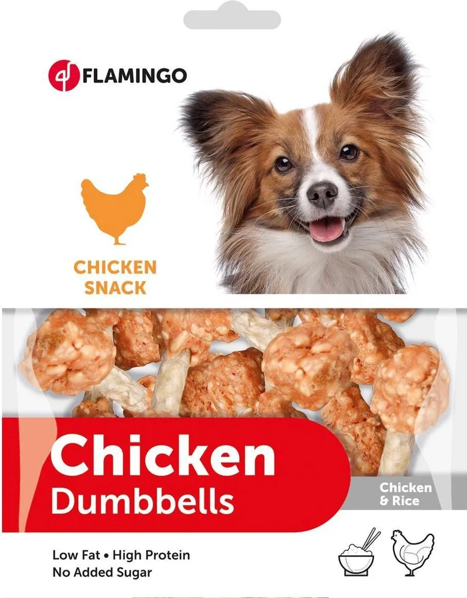 Flamingo Chick'n & Rice Hondensnack Dumbel 150g