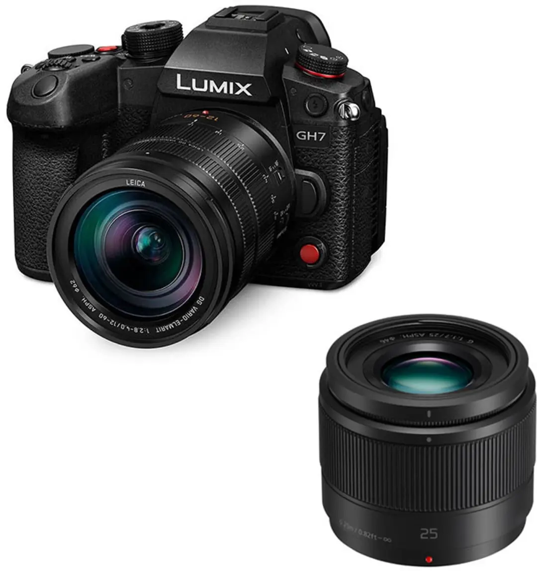 PANASONIC LUMIX GH7 Schwarz + G 12-60mm f/2.8-4 Objektiv + G 25mm f/1.7
