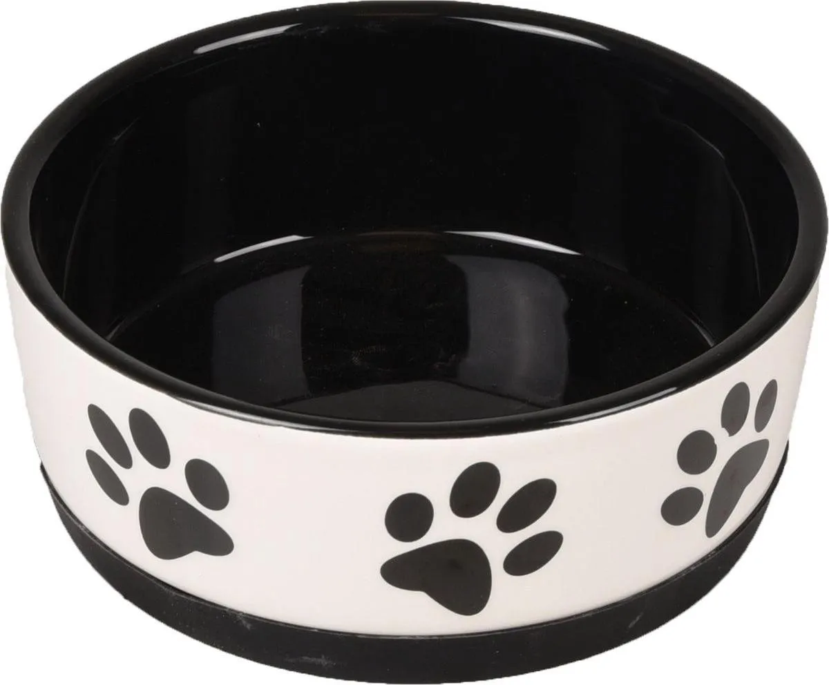 Flamingo Kenzo Keramieken Voerbak Hond - Ø14cm 440ml - Zwart/Wit - afbeelding 5 van 6