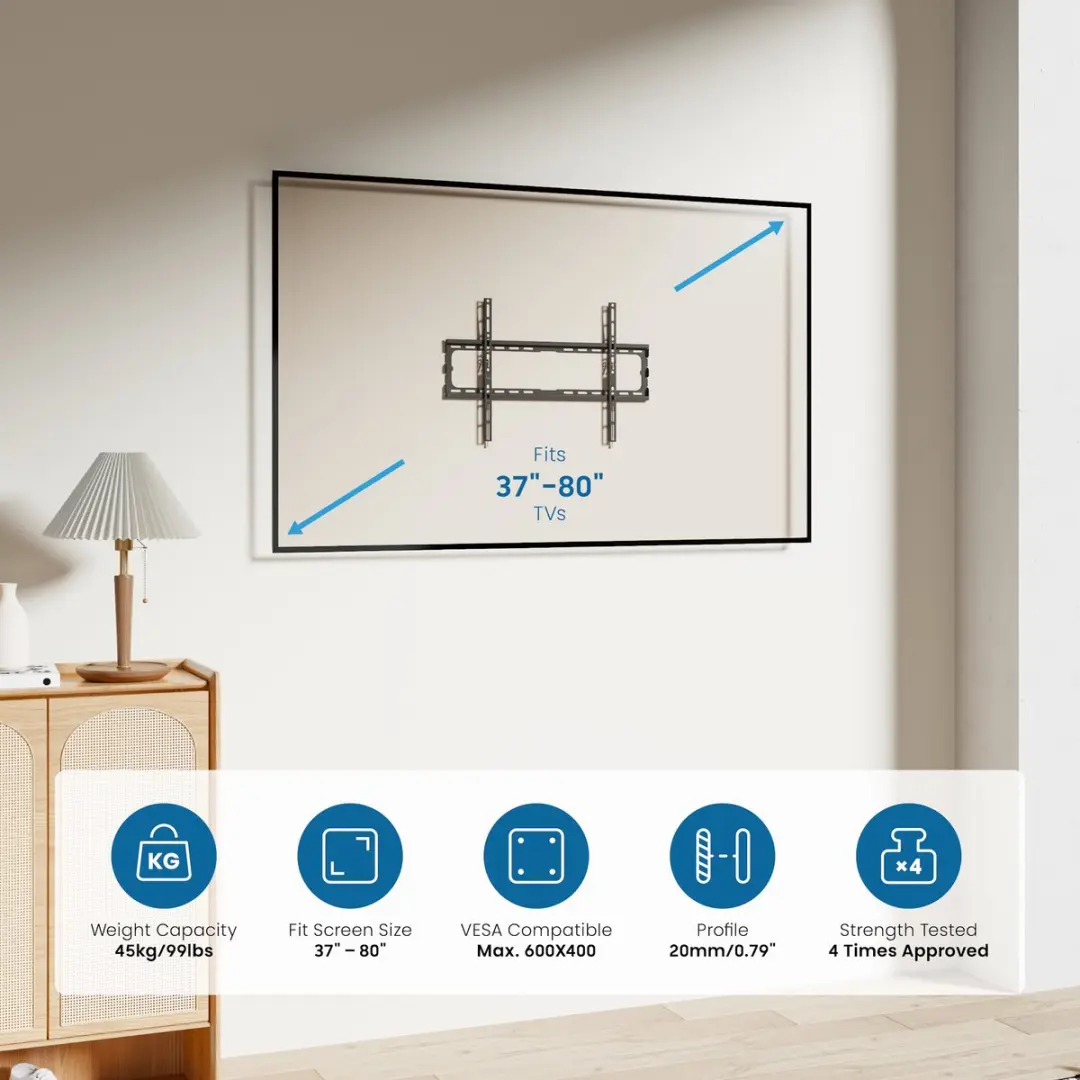Ewent EW1503 Easy Fix XL wandsteun tv - tot 70 inch - Zwart - afbeelding 6 van 6