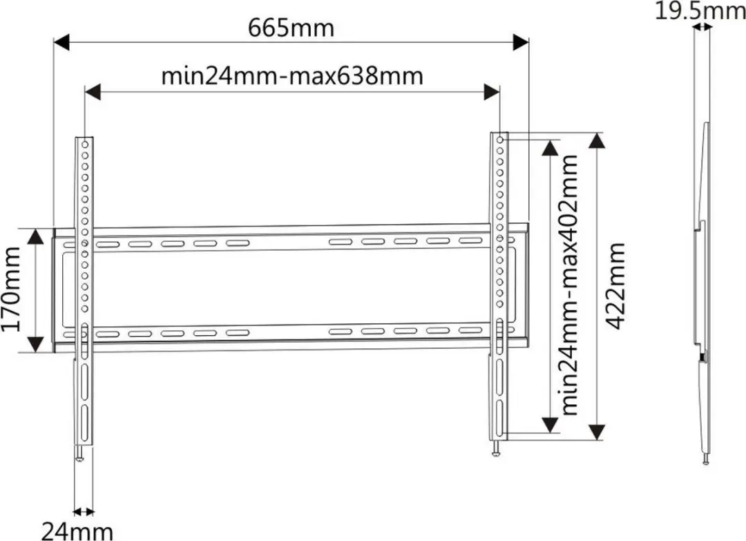 Ewent EW1503 Easy Fix XL wandsteun tv - tot 70 inch - Zwart - afbeelding 4 van 6