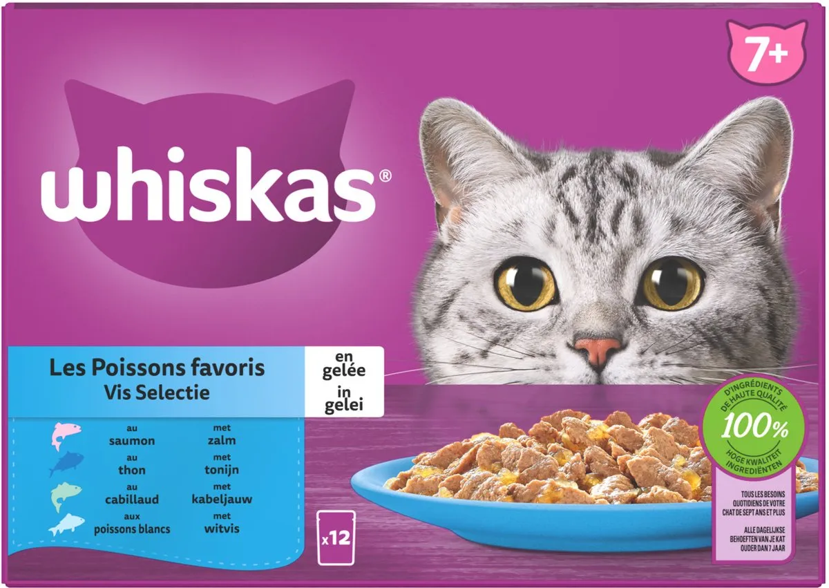 Whiskas 7+ Vis Selectie Maaltijdzakjes - 12x85g