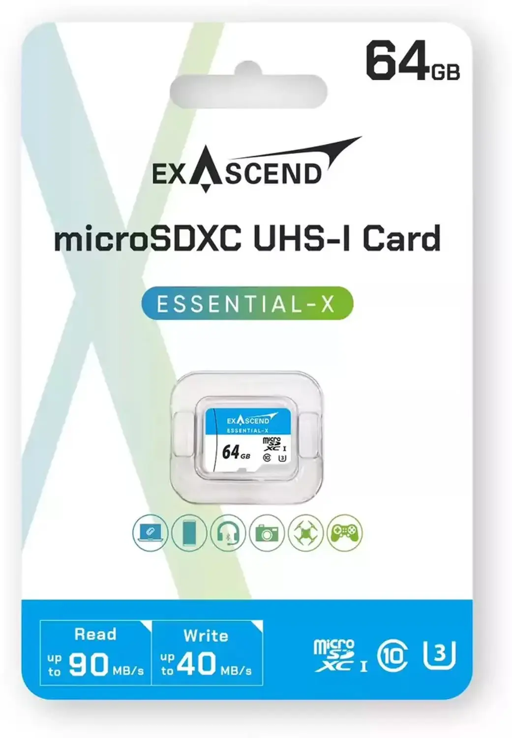 Exascend Essential-X microSD kaart 64GB - afbeelding 2 van 2