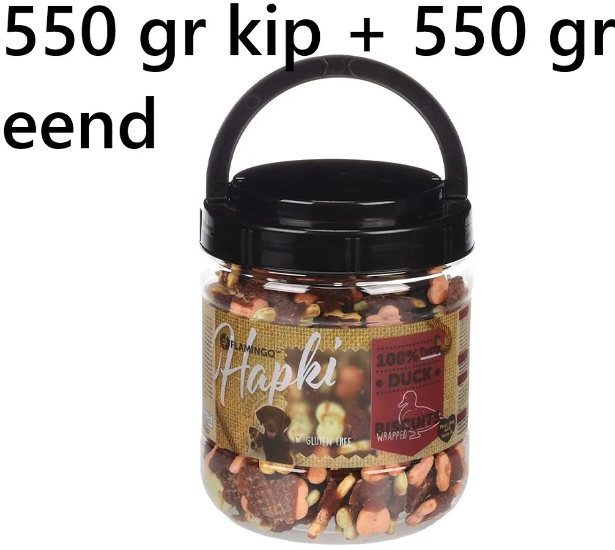 Flamingo Hapki Biscuit Eend & Kip 550g - 2 Stuks
