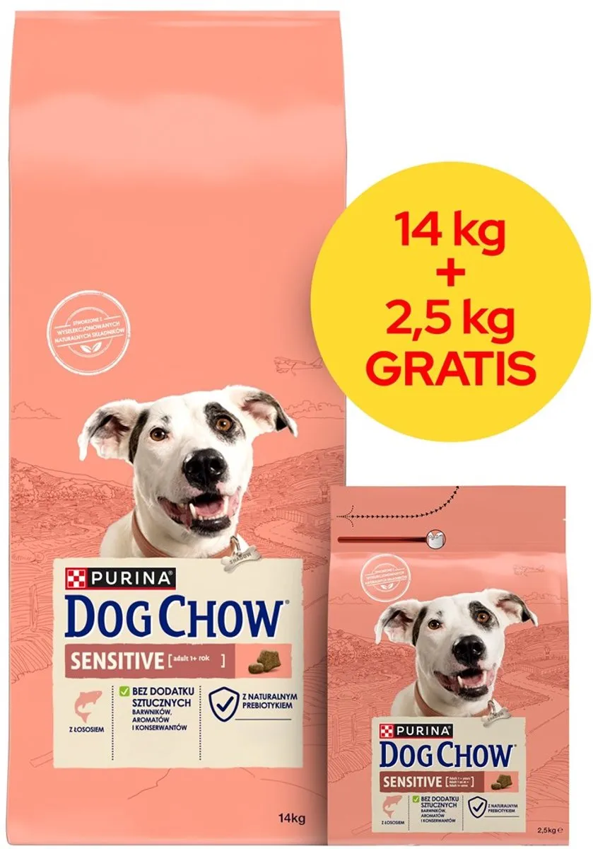 Purina Dog Chow Sensitive - Droge hondenvoeding - Zalm - Voor gevoelige magen - Gezonde huid & vacht - Voor volwassen honden