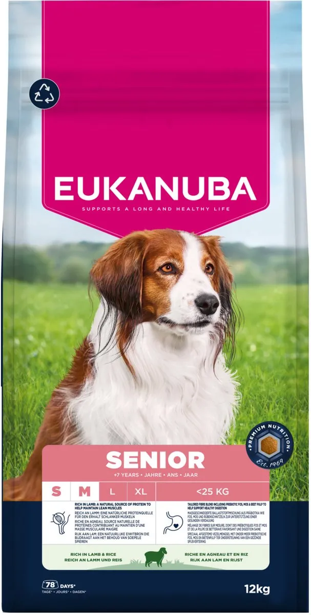 Eukanuba Senior Small & Medium Lam & Rijst Hondenbrokken 12kg