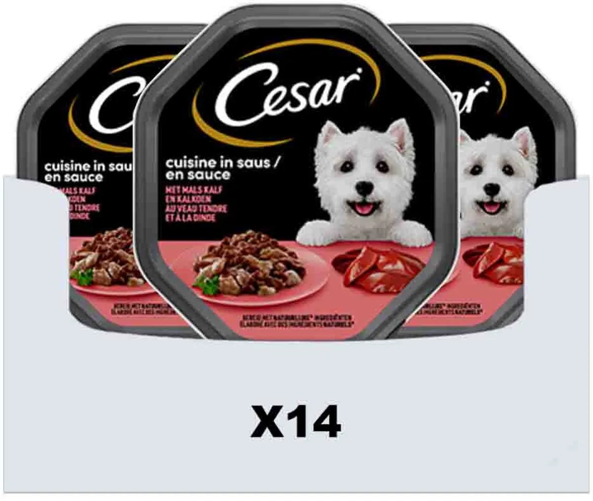 César Cuisine Hondenvoer Kalf & Kalkoen - 14x150g - afbeelding 6 van 6