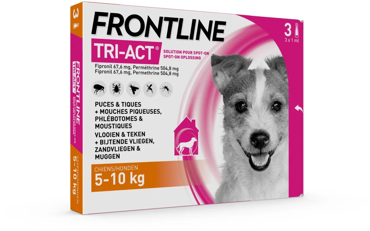 Frontline Tri-Act Anti-Vlooien & Teken Druppels 1ml - 3 Stuks