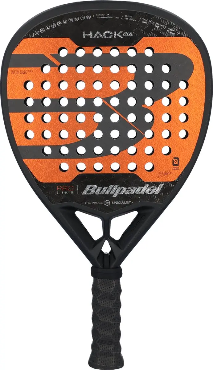 Bullpadel Hack 03 24 Padelracket - Zwart/Oranje - afbeelding 5 van 6